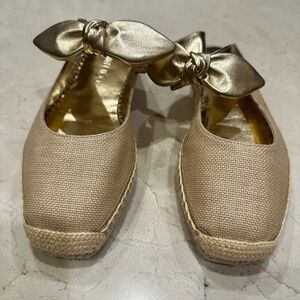 Jimmy Choo Gold and Tan Espadrilles